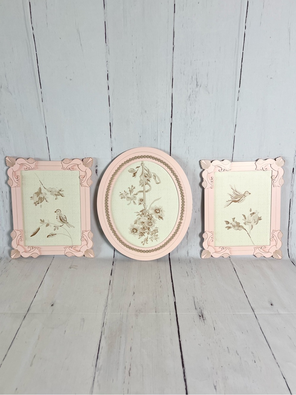Lambs & Ivy Little Princess Nursery Wall Decor Set 3pc Pink Cream Bird Floral - Picture 8 of 11